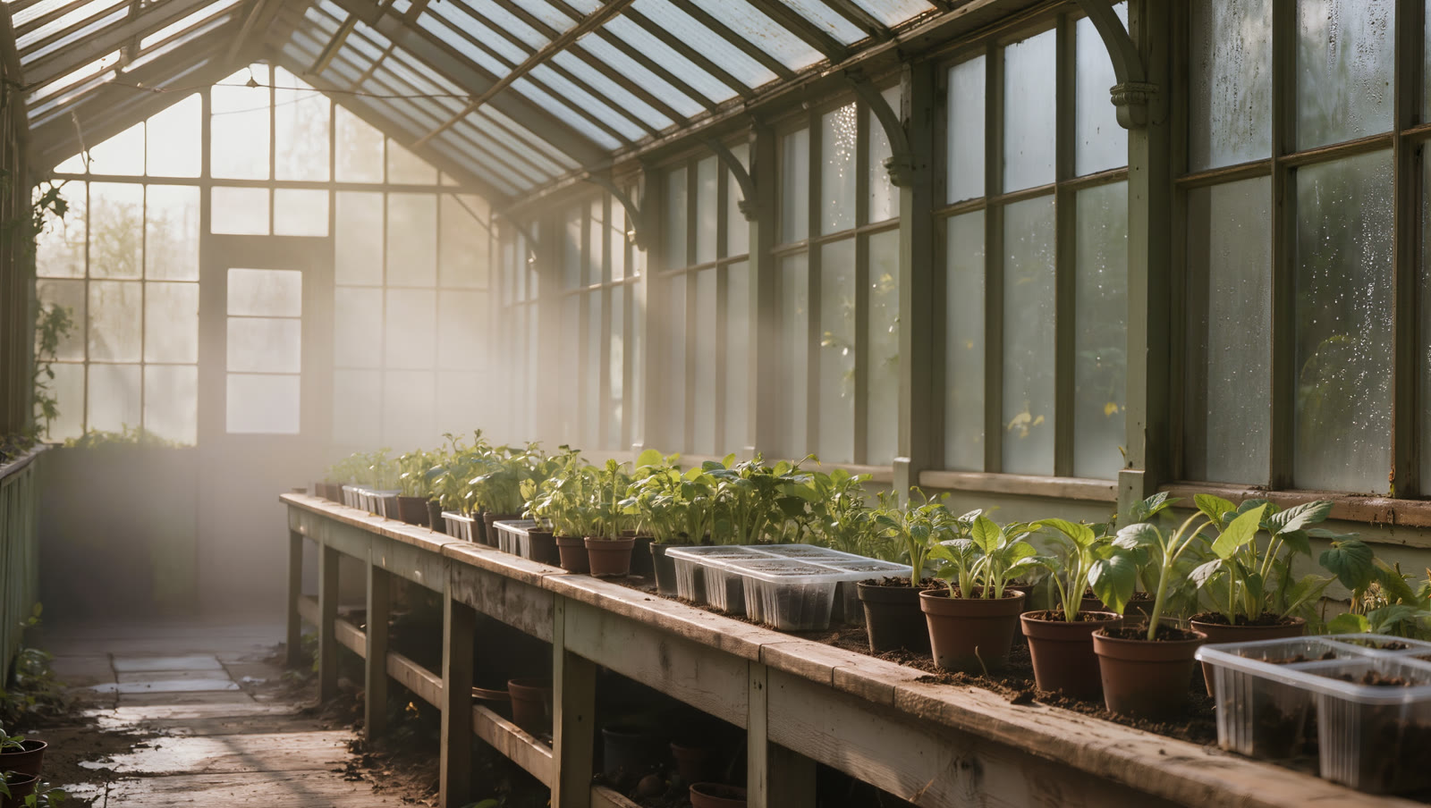 Rows of stock plants on a long propagation bench