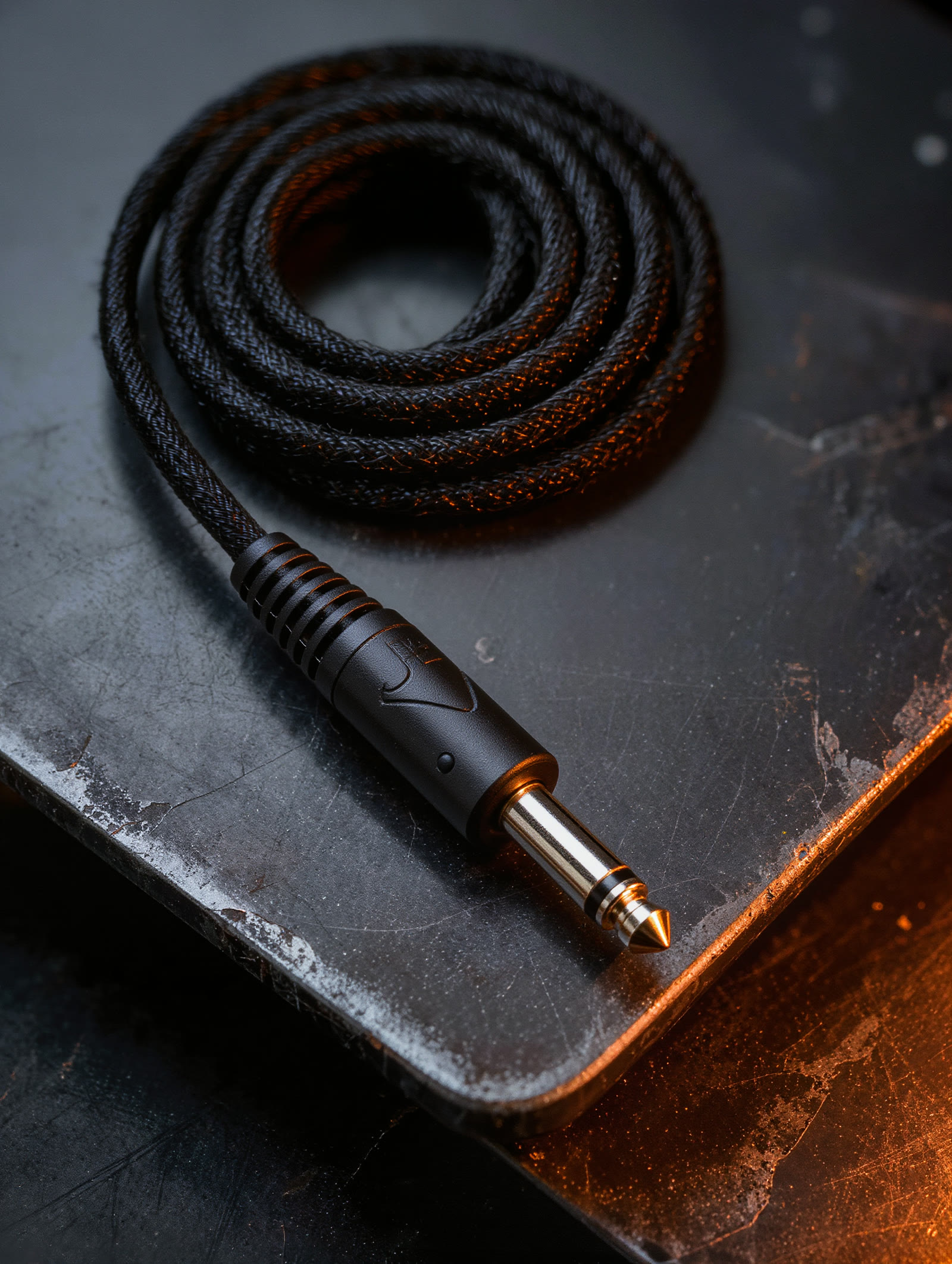 Coiled fabric cable with mini-XLR connector
